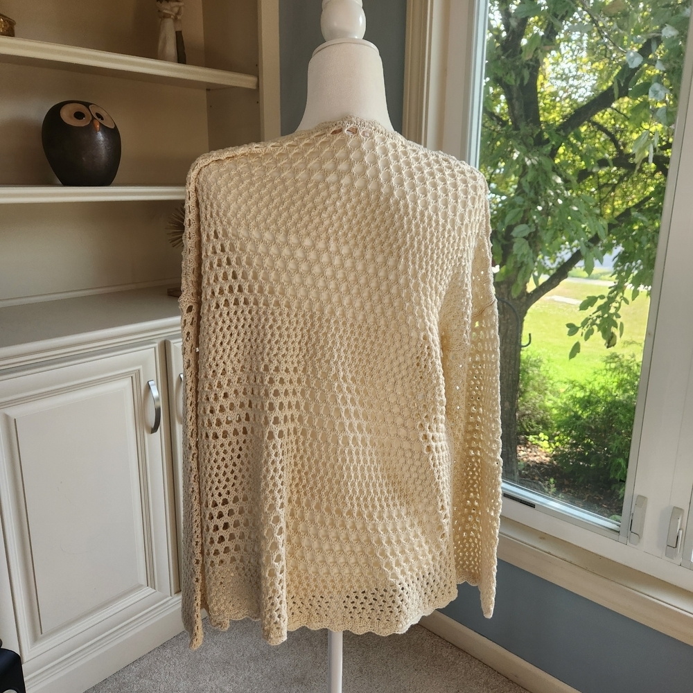 Olivaceous Beige Open-Knit Women's Sweater - Picture 2 of 8